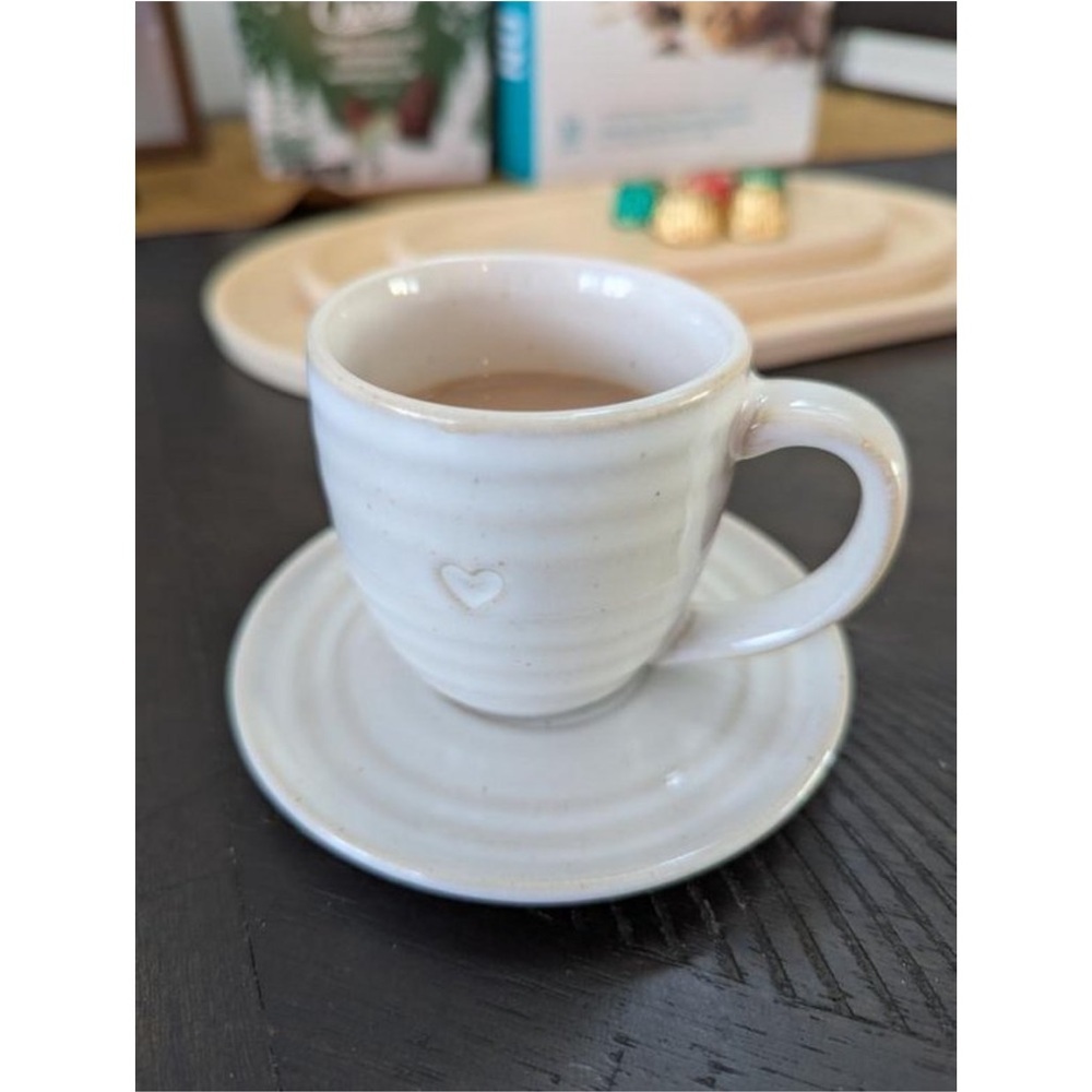 Hearth & Hand 4oz Valentine's Day Heart Imprint Espresso Cup and Saucer Set - Picture 4 of 5